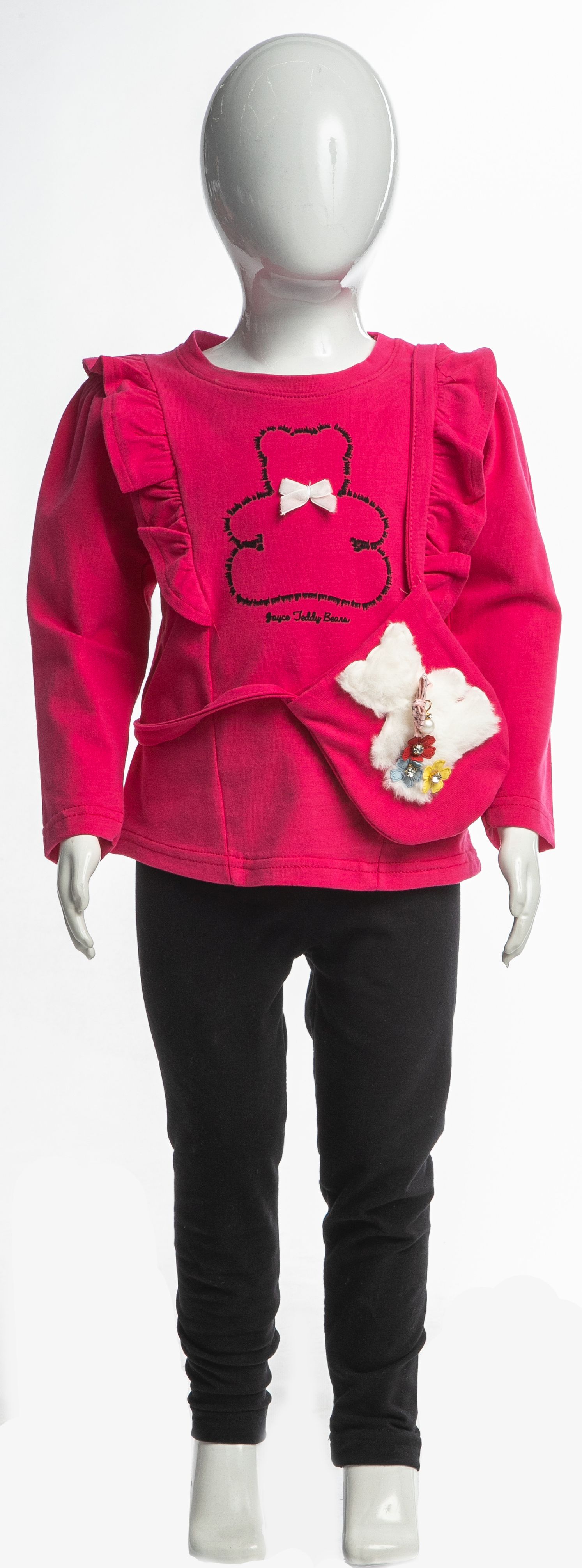Dívčí souprava s legínami a kabelkou "BEAR" /Růžová Barva: Růžová, Velikost: vel. 1 (78/86 cm)
