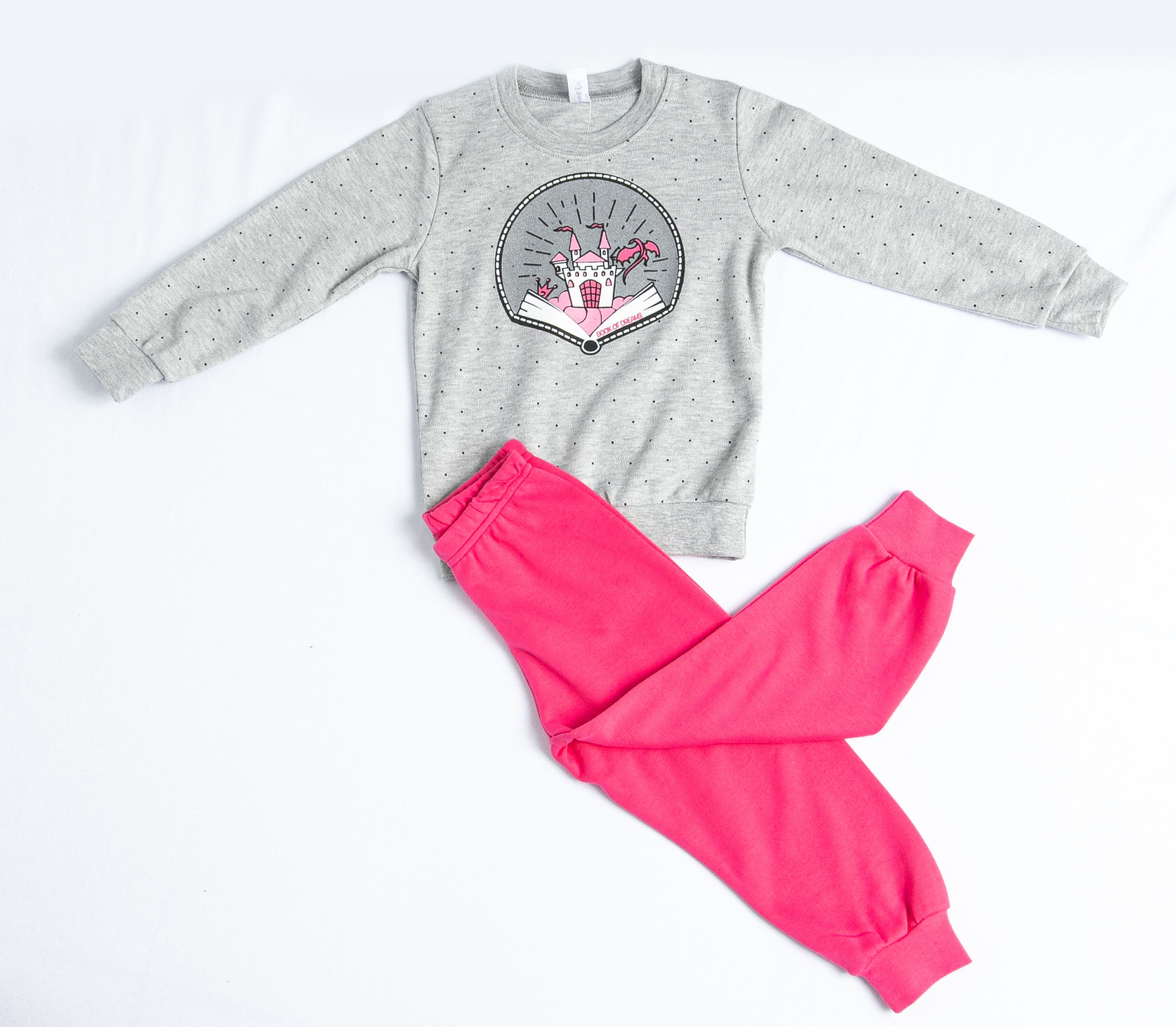 Dívčí bavlněné pyžamo "CASTLE"/Růžová, šedá Barva: Šedá, Velikost: vel. 2 (86/92 cm)