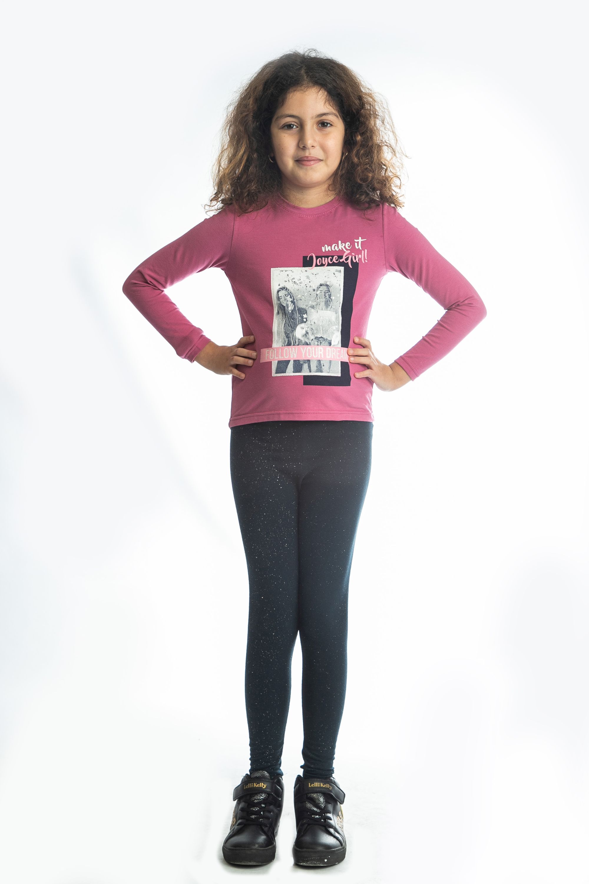 Dívčí souprava s tričkem a legínami "FOLLOW" Barva: Růžová, Velikost: vel. 8 (126/132 cm)