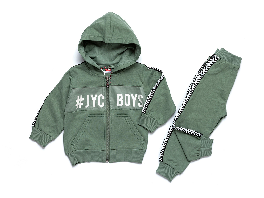 Chlapecká tepláková souprava na zip "JYC BOYS"/Zelená, šedá Barva: Mintová, Velikost: vel. 1 (78/86 cm)
