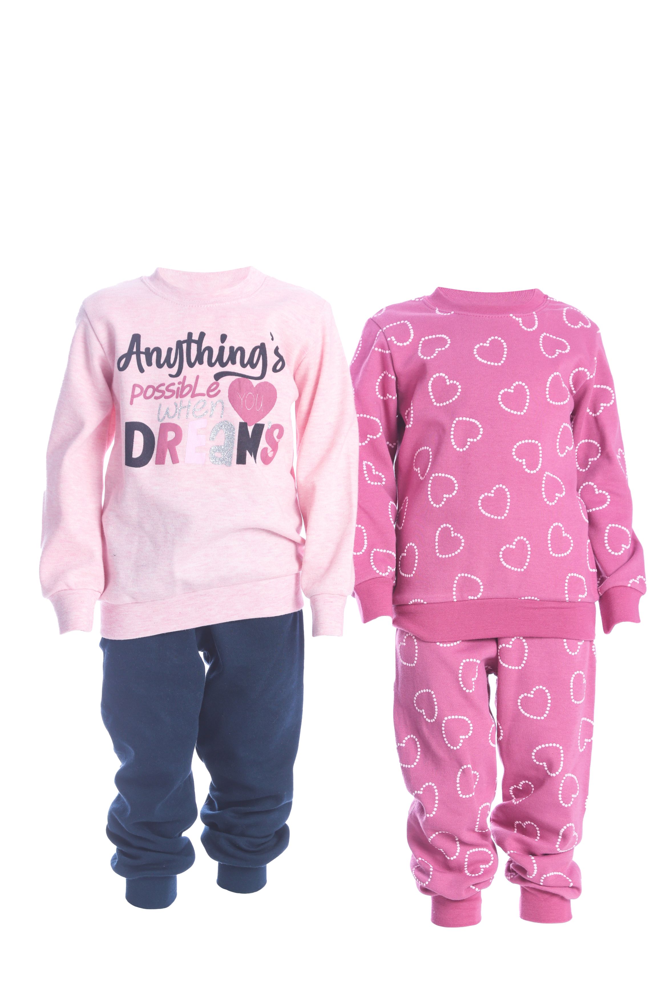 Dívčí bavlněné pyžamo "DREAMS"/Růžová/ 2KS Barva: Růžová, Velikost: vel. 1 (78/86 cm)