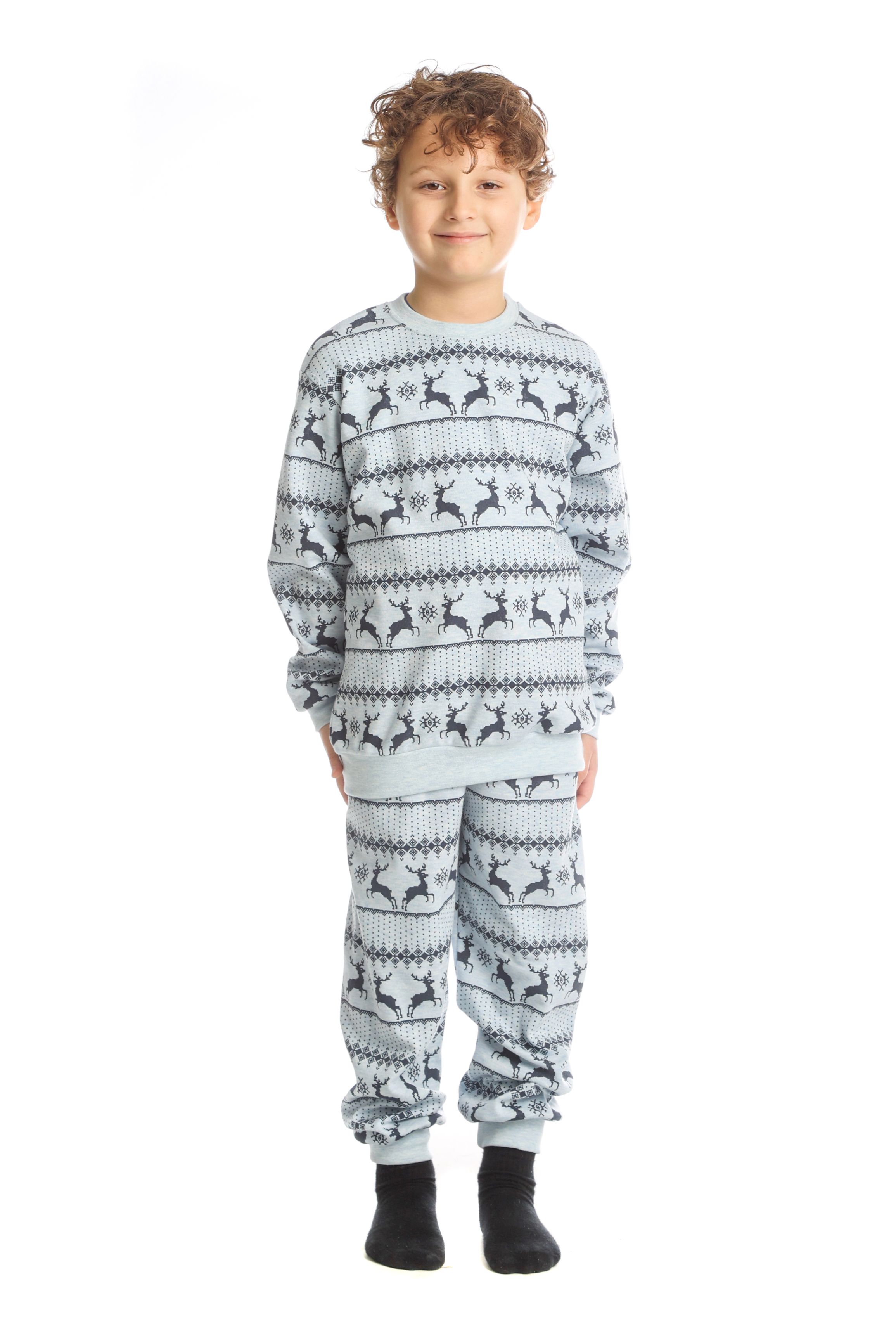 Chlapecké bavlněné pyžamo "FAMILY DEERS"/Modrá Barva: Modrá, Velikost: Vel. 12 (144/150 cm)