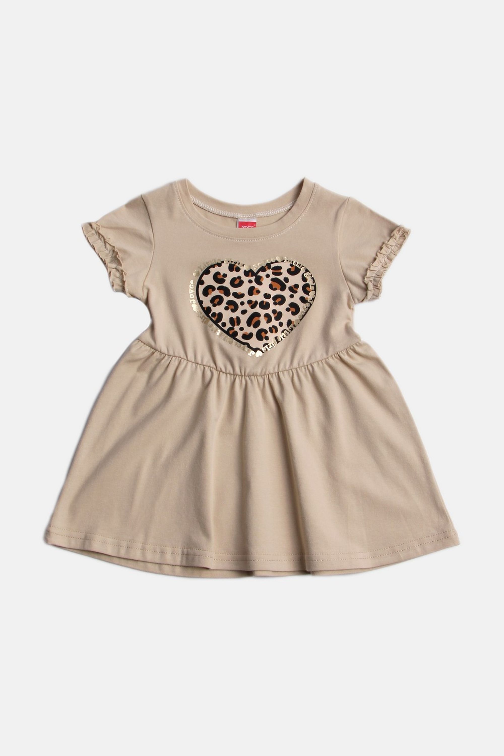 Dívčí bavlněné šaty "ANIMAL HEART"/Malinová, béžová Barva: Béžová, Velikost: vel. 2 (86/92 cm)
