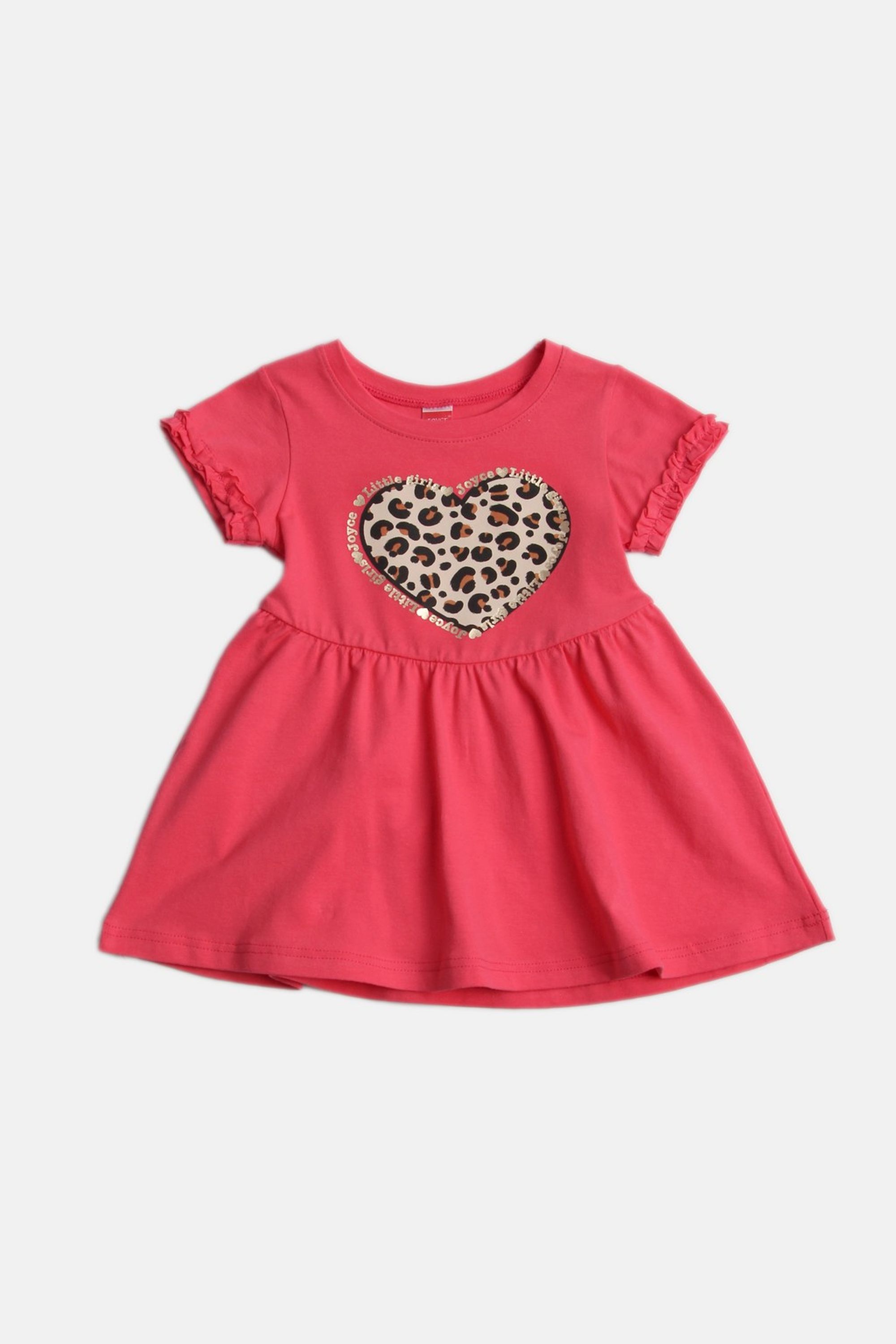 Dívčí bavlněné šaty "ANIMAL HEART"/Malinová, béžová Barva: Červená, Velikost: vel. 4 (100/108 cm)