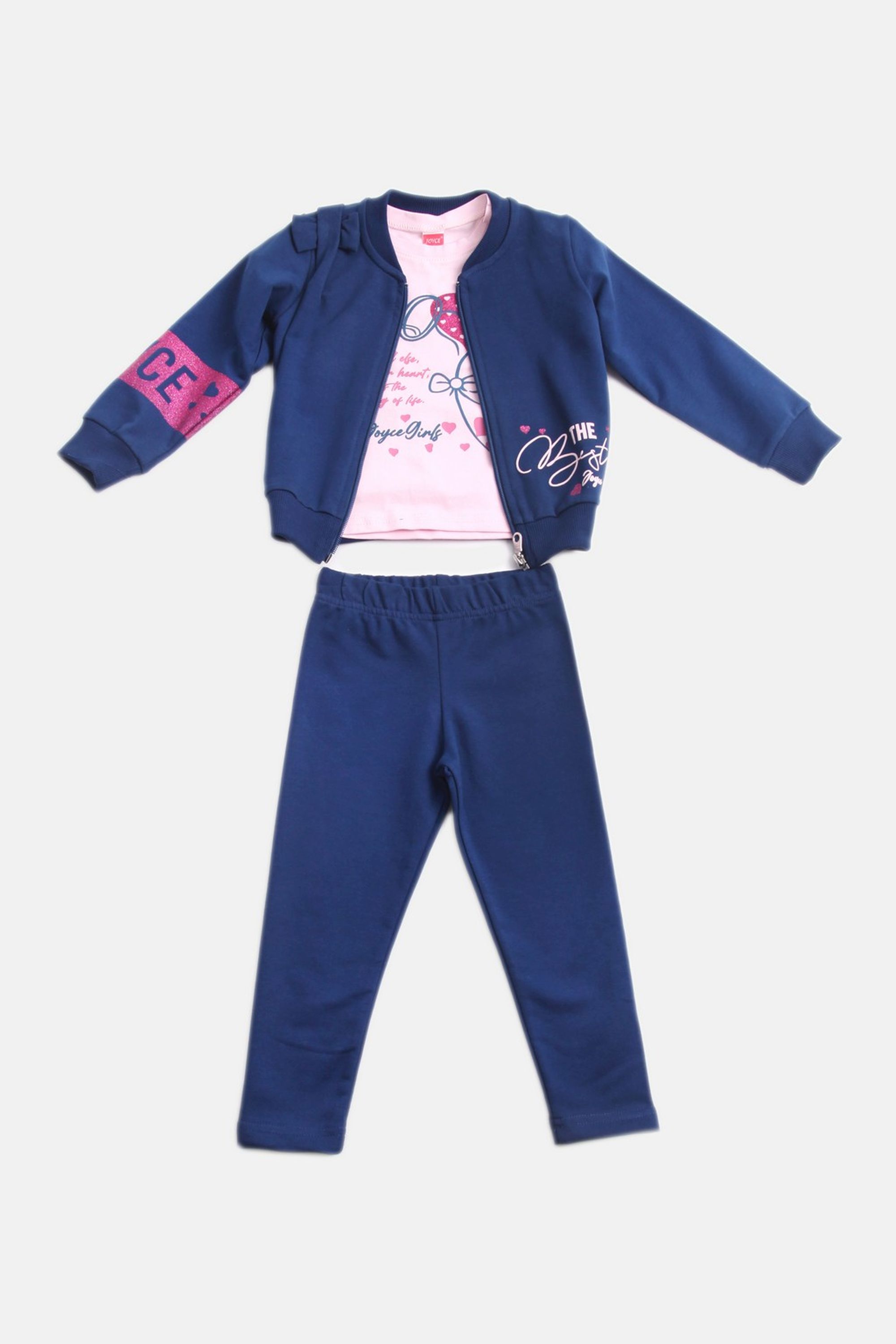 Dívčí souprava s legínami a tričkem 3-set "LOVE"/Modrá Barva: Modrá, Velikost: vel. 1 (78/86 cm)