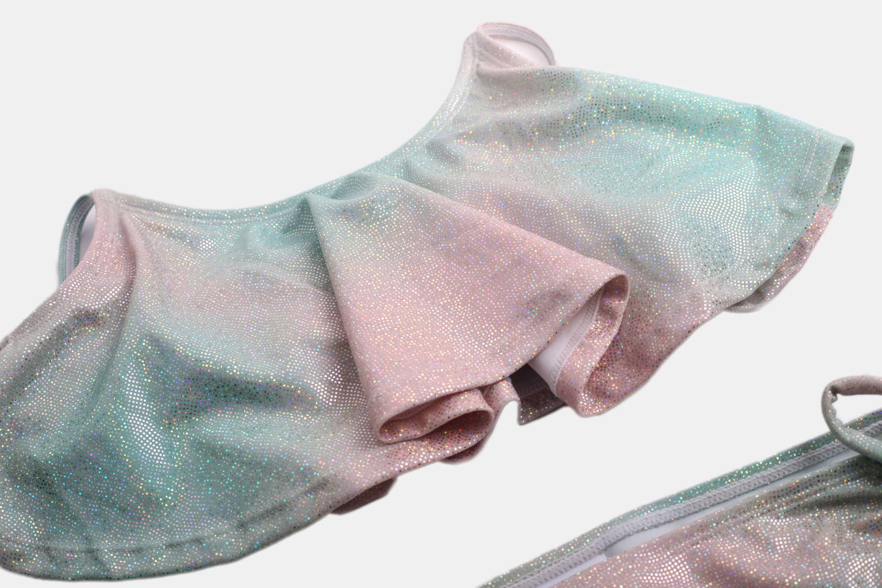 Dívčí dvoudílné plavky "GLITTER GREEN" Velikost: vel. 14 (150/158 cm)