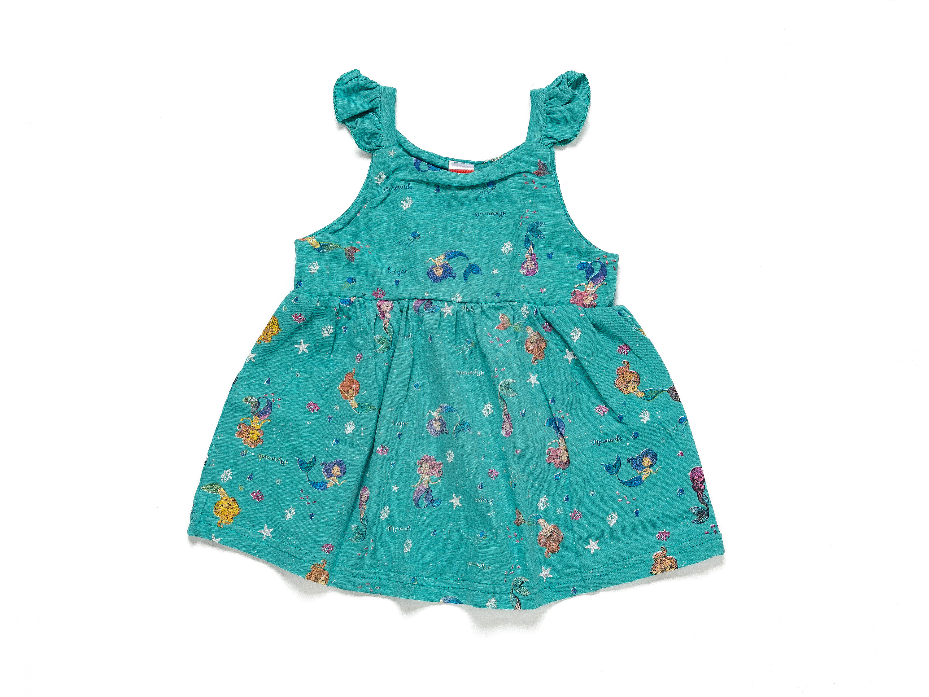 Dívčí letní šaty na ramínka "MERMAID"/Bílá, zelená, modrá Barva: Zelená, Velikost: vel. 1 (78/86 cm)