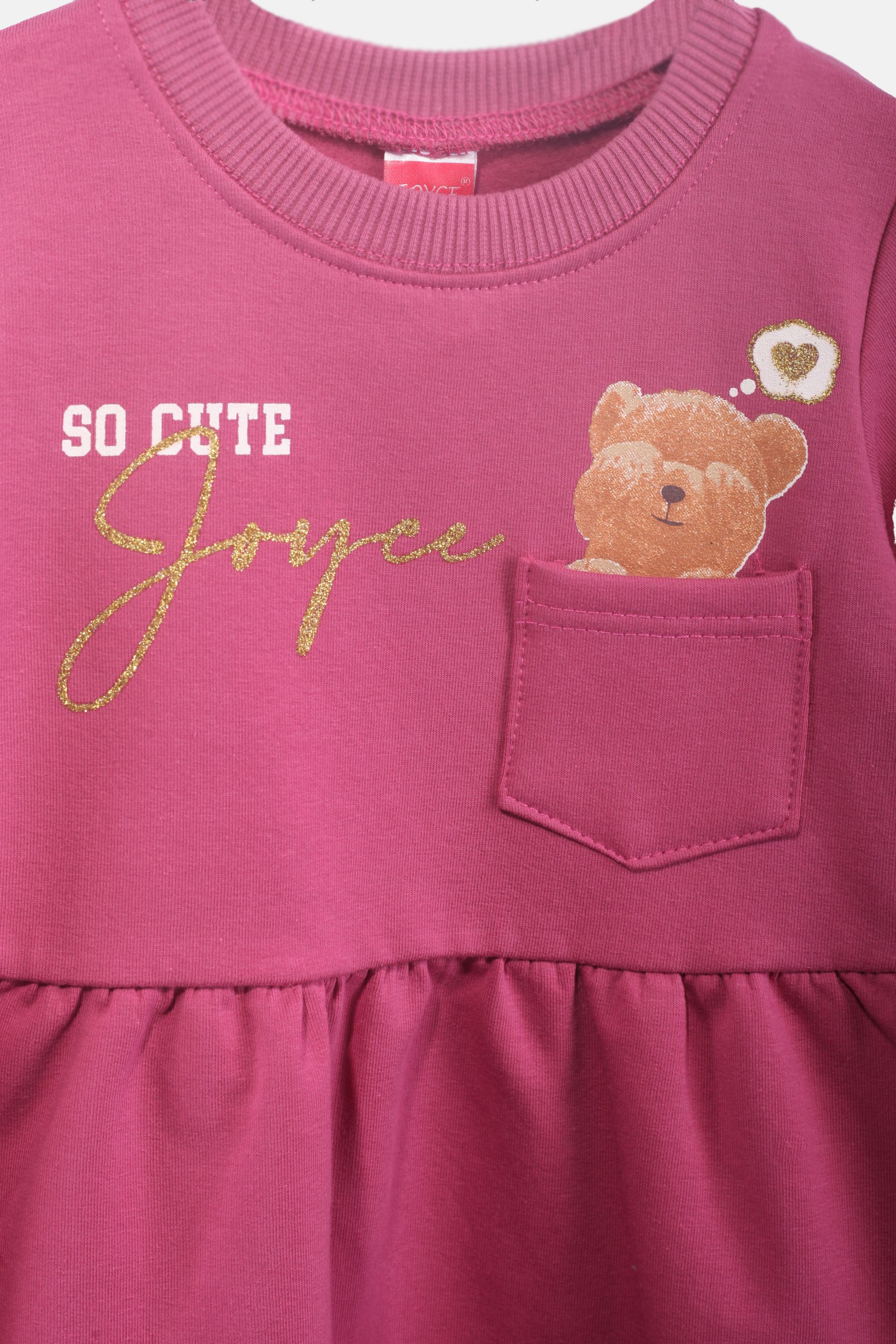 Dívčí šaty s dlouhým rukávem "SO JOYCE DRESS"/Růžová, hnědá Barva: Hnědá, Velikost: vel. 1 (78/86 cm)