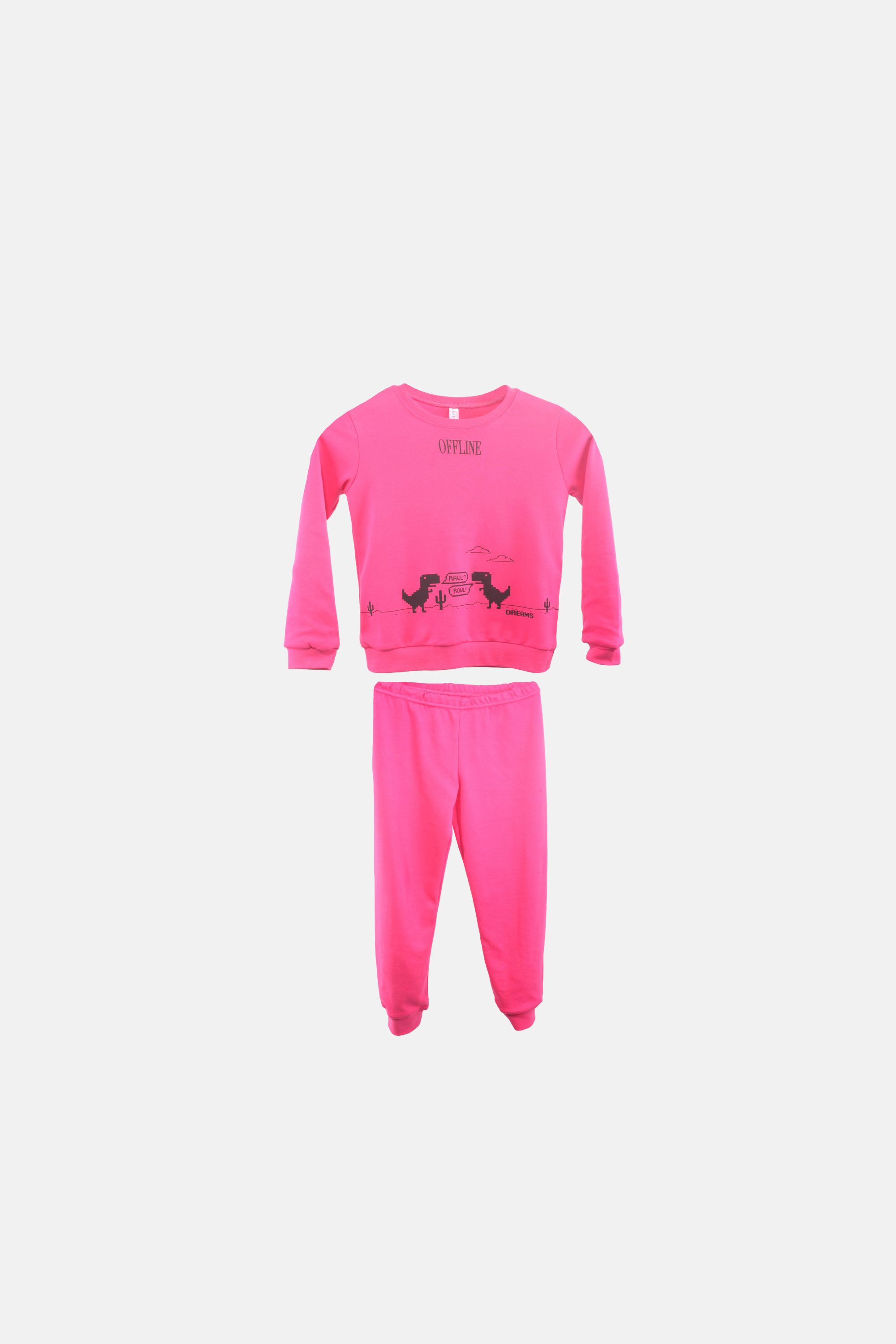 Dívčí bavlněné pyžamo "OFFLINE SET"/Růžová Barva: Růžová, Velikost: Vel. 12 (144/150 cm)