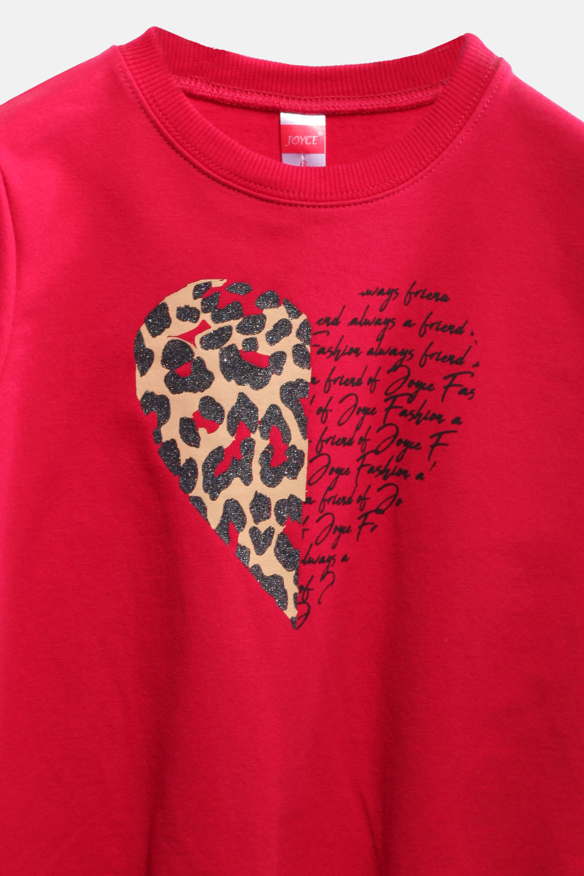 Dívčí bavlněná mikina "HEART BLOUSE"/Černá, červená Barva: Červená, Velikost: vel. 6 (114/120 cm)