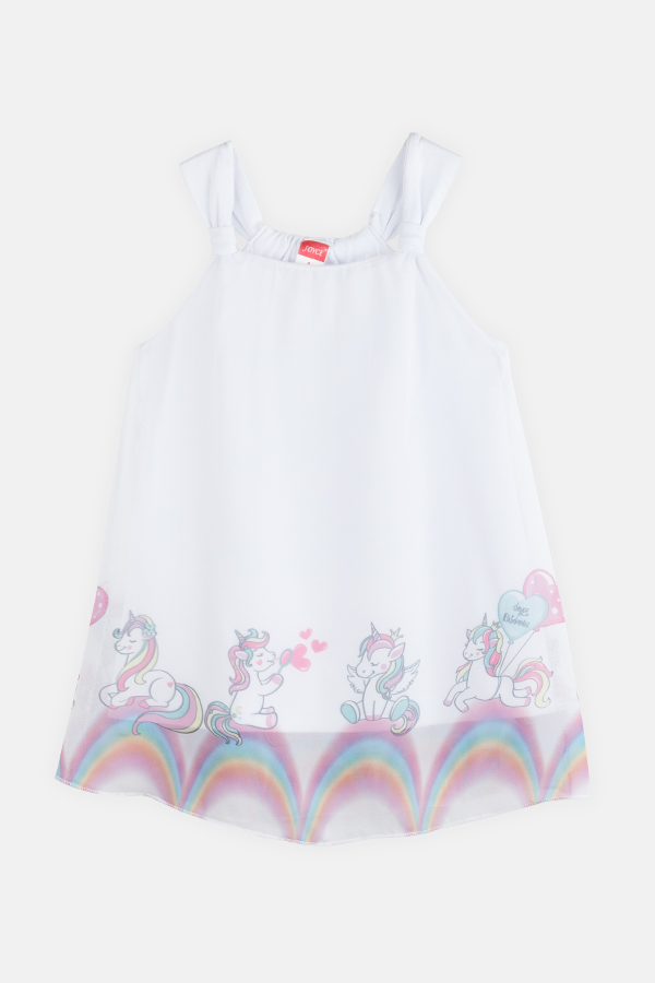 Dívčí letní šaty na ramínka "RAINBOW UNICORN"/Bílá Velikost: vel. 2 (86/92 cm)