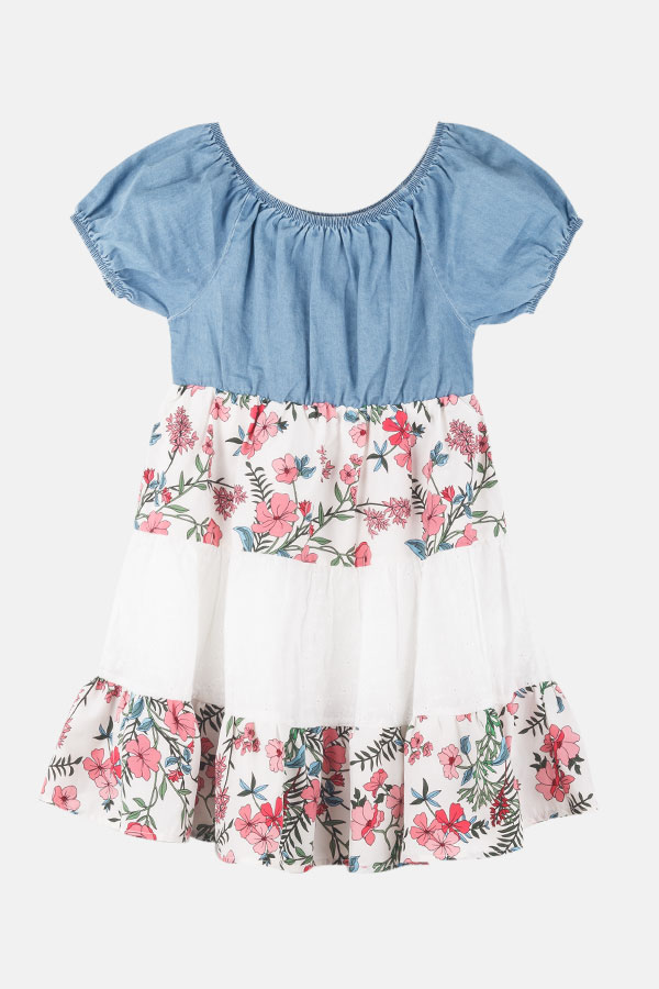 Dívčí letní šaty s rukávem/Modrá Velikost: Vel. 12 (144/150 cm)