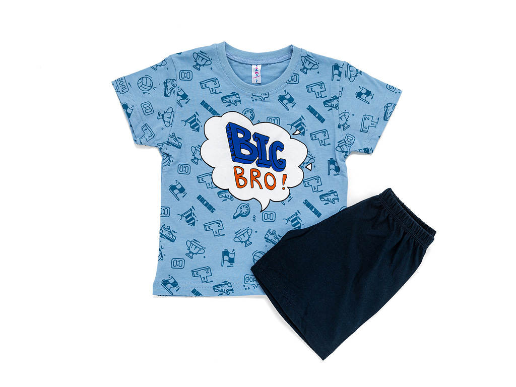 Chlapecké bavlněné pyžamo "BIG BRO" /modrá Barva: Modrá, Velikost: vel. 1 (78/86 cm)