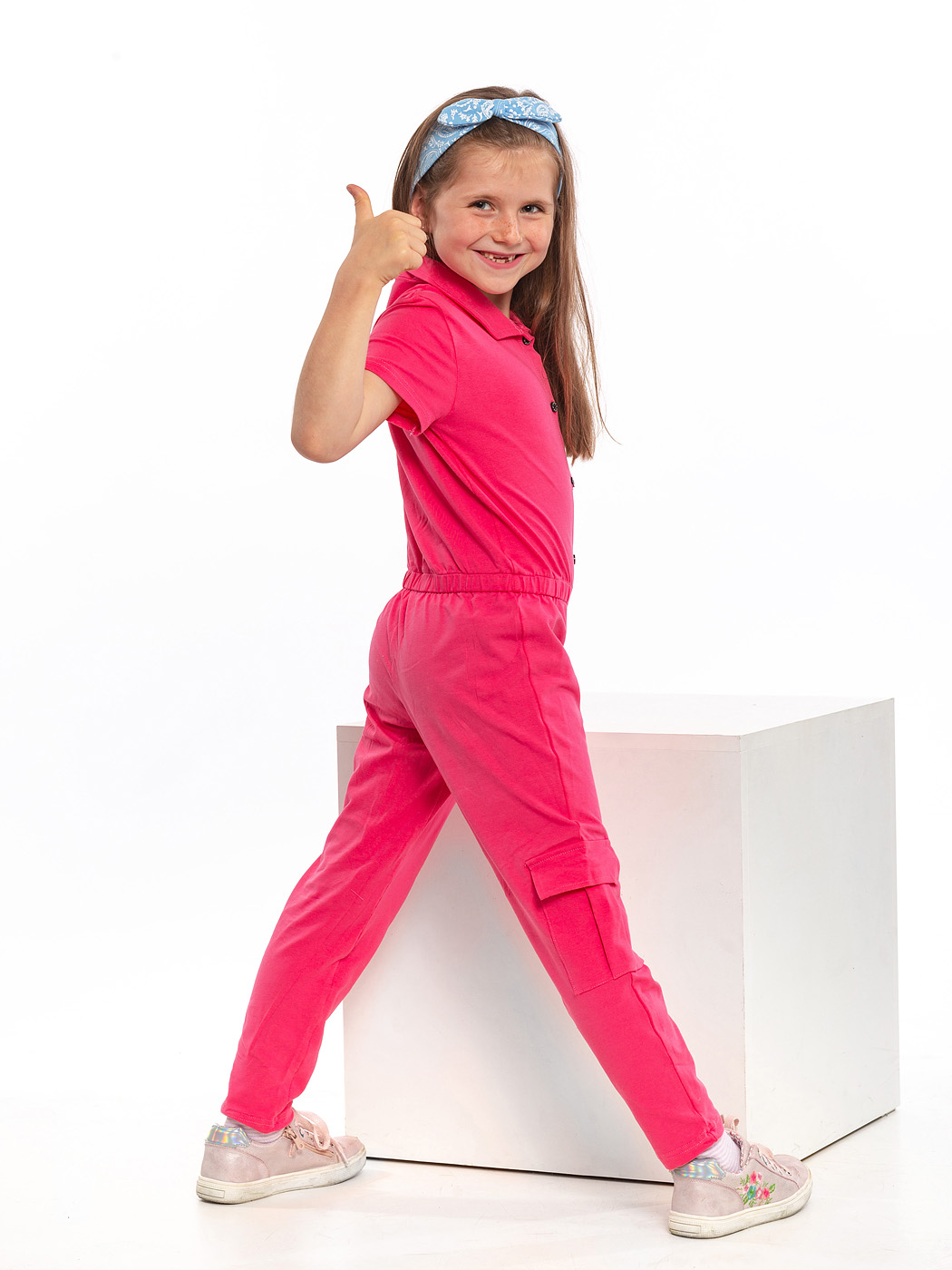 Dívčí overal s kapsou "JOYCE"/Růžová Velikost: vel. 6 (114/120 cm)