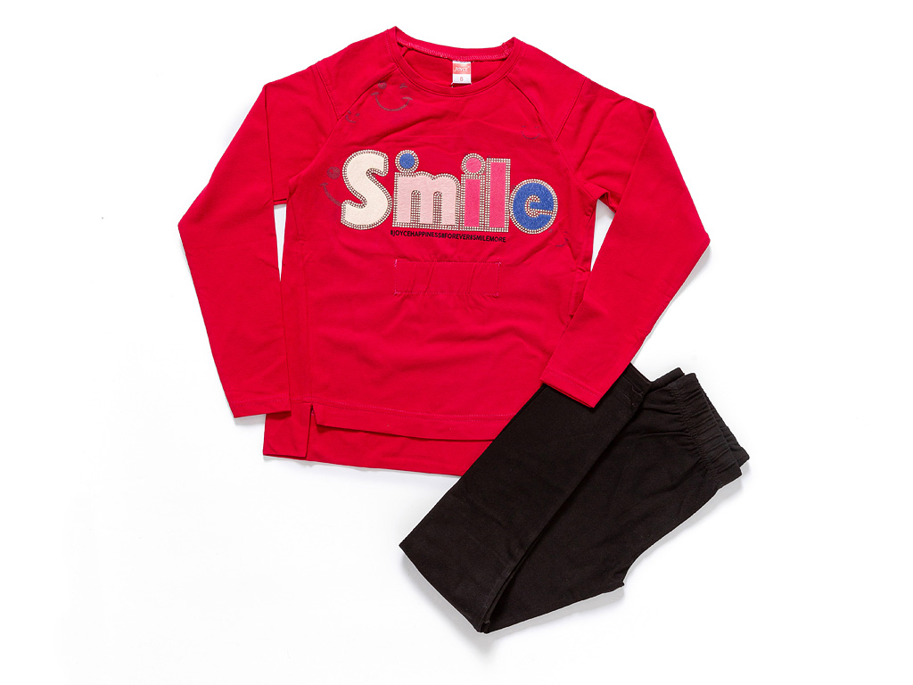 Dívčí souprava s tričkem a legínami "SMILE"/Malinová Velikost: vel. 8 (126/132 cm)