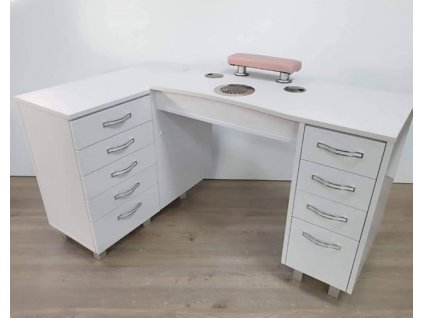 Manikérsky stôl rohový biely Ľavý