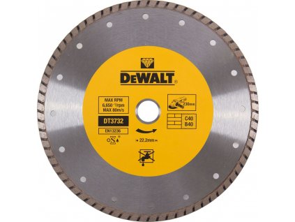 1511 dt3732 dewalt diamantovy kotouc turbo profi 230x22 2mm pro suche rezani ze slinutych karbidu