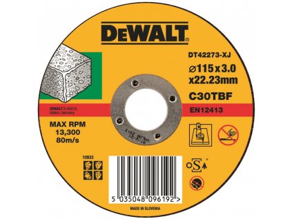 1628 dt42273 dewalt kotouc na rezani kamene plochy 115x22 2x3 0mm typ 1