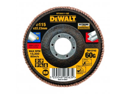 1880 dt30611 dewalt brusny lamelovy kotouc extreme na kov plochy 115x22 2x60g jumbo typ 27