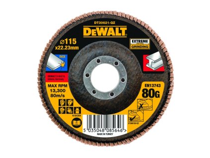 1886 dt30621 dewalt brusny lamelovy kotouc extreme na kov plochy 115x22 2x80g jumbo typ 27