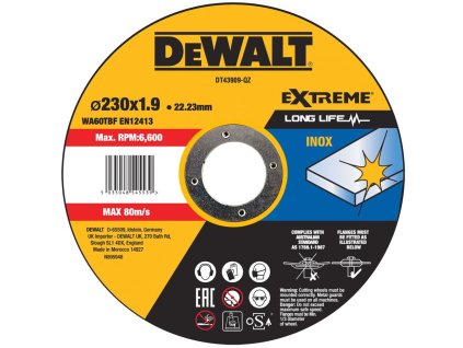 34058 1 dt43909 dewalt rezny kotouc 230 x 22 2 x 1 9mm typ 1 na nerezovou ocel