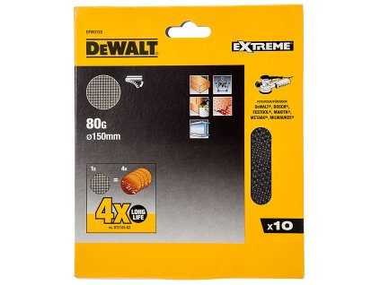 976(2) dtm3133 brusna sitovina pro brusky suchy zip extreme p80 150mm 10ks dewalt