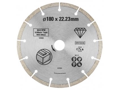 42009 sta38112 stanley fatmax diamantovy segmentovy kotouc 180 x 22 2mm na beton cihly