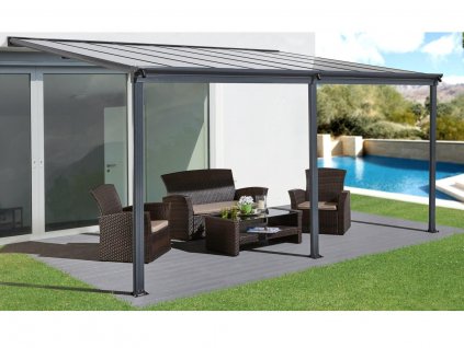 hliníková pergola LANITPLAST WALL 53 antracit + čirý PC LG2129