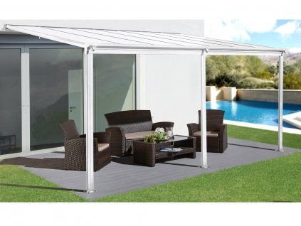 hliníková pergola LANITPLAST WALL 53 bílá + čirý PC