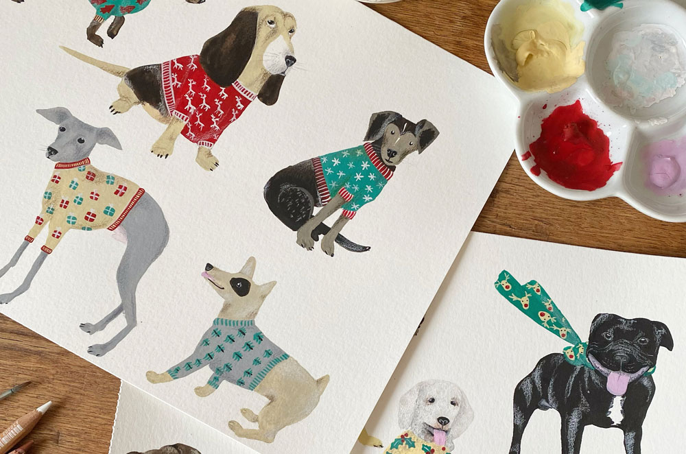 Máme vánoční balicí papíry s pejsky. Jak celá ručně malovaná kolekce vznikla?