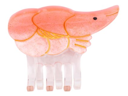 coucou suzette accessoire accessory cadeau gift mini pince à cheveux hair claw coquillages et crustacés shellfish and crustaceans mer sea crevette shrimp rose pink paillettes glittery Web2