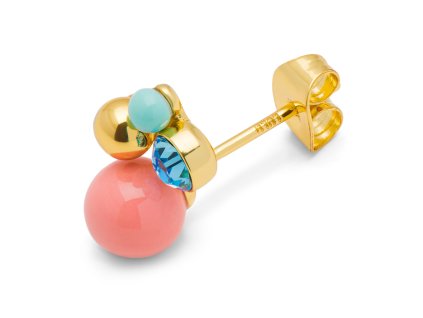 LULU1522 Bouquet Burnt Coral earring 1 pcs Gold Plated Main