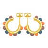 LULU1455 Flower Hoops Color Pair gold plated Burnt Coral Blue Purple Extra 4
