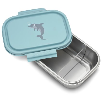 120013 STEELish Lunchbox Blue Dolphin Open