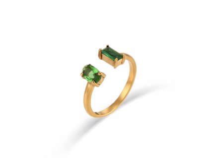 Pozlátený prsteň smaragdový chirurgicka ocel