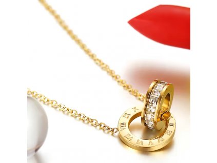Náhrdelník spojené kruhy Gold Elegance