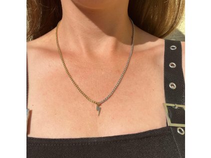 náhrdelník s príveskom blesk zlato-strieborný