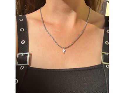 náhrdelník s príveskom blesk strieborný dámsky