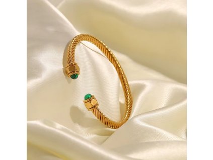 Náramok 18k pozlátenie BELLA zlaty zelený