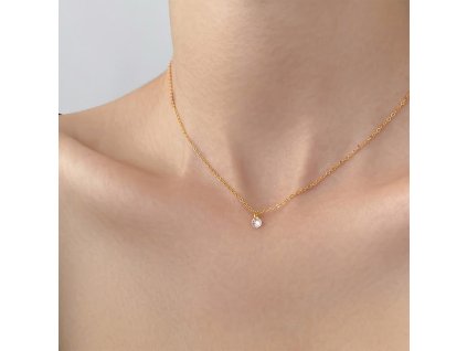 Dámsky pozlátený náhrdelník so zirkónom