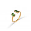 Pozlátený prsteň smaragdový chirurgicka ocel