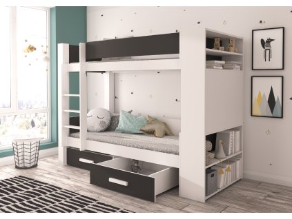 Patrová dvoulůžková postel GARET 200x90  Patrová dvoulůžková postel GARET