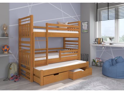 Třílůžková patrová postel HIPPO 200x90  Třílůžková patrová postel HIPPO
