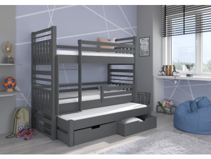 Třílůžková patrová postel HIPPO 200x90  Třílůžková patrová postel HIPPO