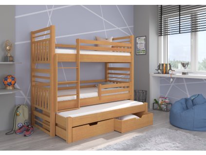 Třílůžková patrová postel HIPPO 200x90  Třílůžková patrová postel HIPPO