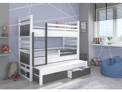 Třílůžková patrová postel HIPPO 200x90  Třílůžková patrová postel HIPPO