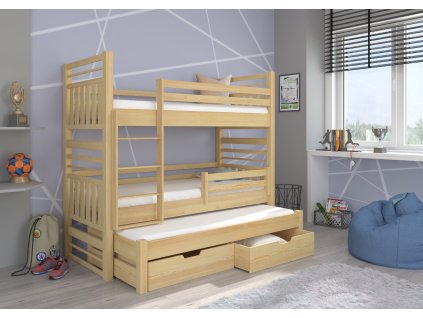 Třílůžková patrová postel HIPPO 180x80  Třílůžková patrová postel HIPPO