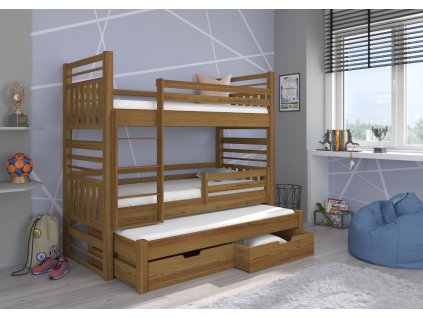 Třílůžková patrová postel HIPPO 180x80  Třílůžková patrová postel HIPPO