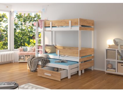 Třípatrová postel pro tři osoby s matracemi ETAPO 200x90  Třípatrová postel pro tři osoby ETAPO