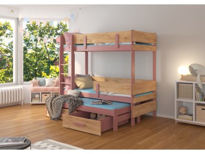 Třípatrová postel pro tři osoby s matracemi ETAPO 180x80  Třípatrová postel pro tři osoby ETAPO